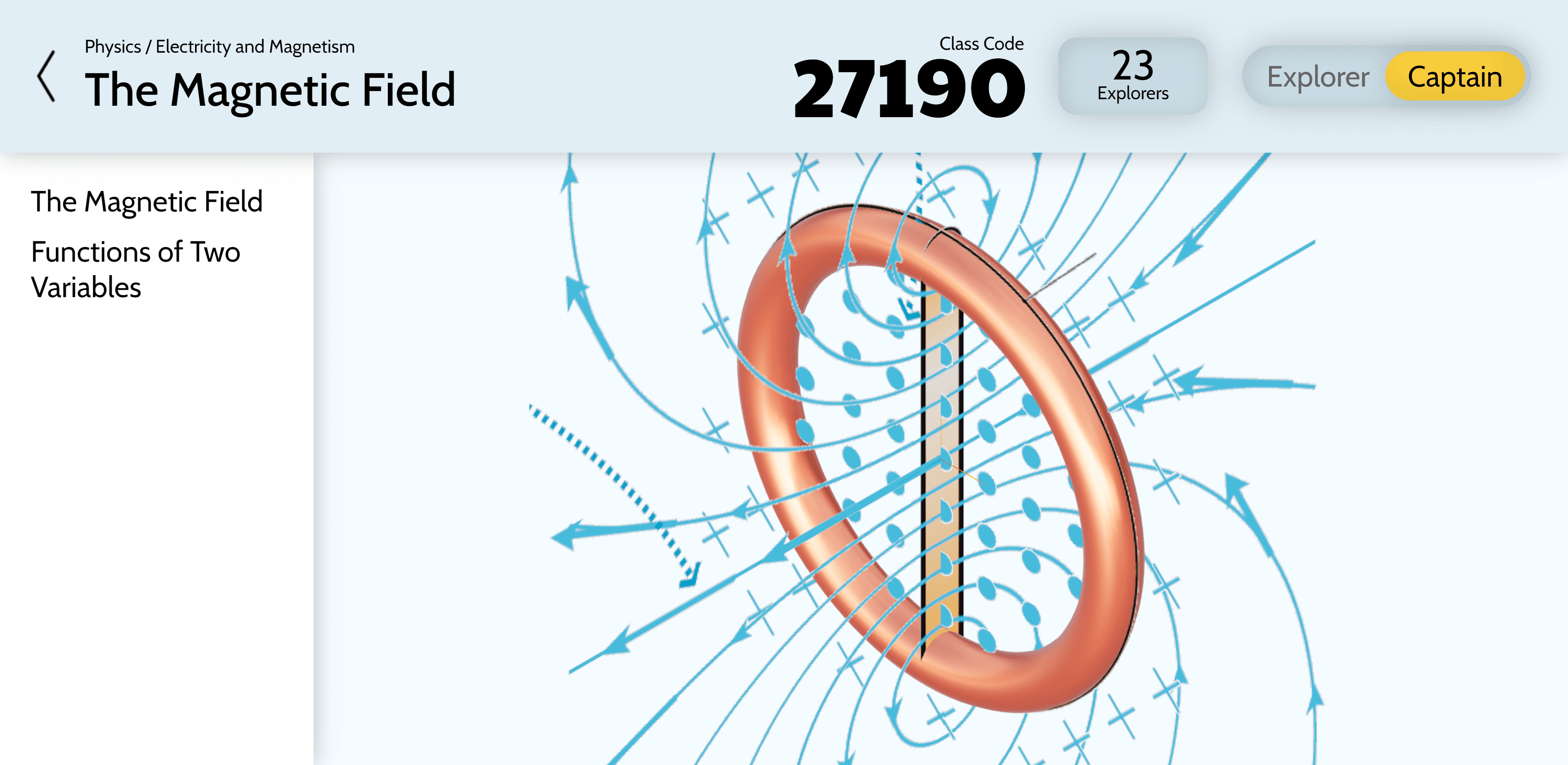 Screenshot of three dimensional physics diagram in web app